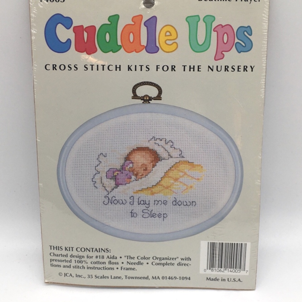 NEW Cuddle Ups Bedtime Prayer #14005 Cross Stitch Kit with Frame
